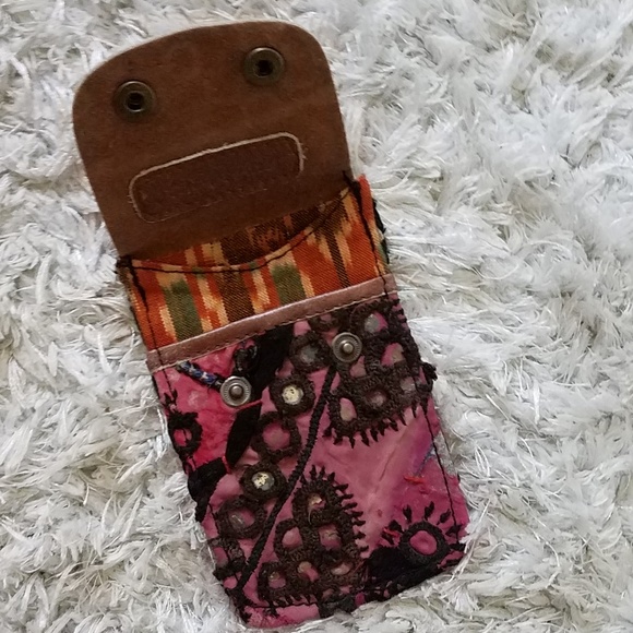 Boho Fabric & Leather Card Holder - Picture 3 of 3